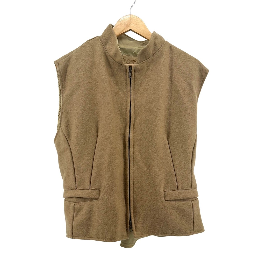 Schaefer Outfitter 905 Wool Blend Vest Tan Western Mock Neck Zip Up‎ Womens XL